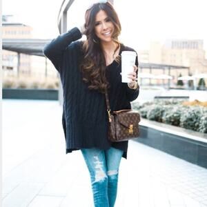 Free people Black Cable knit sweater dress/ tunic